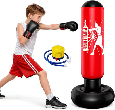 Punching Bag 160 cm voor 14-15 Jaar, Staande Bokszak met Voetpomp en Stevige Basis, Perfect voor Karate, Kickboksen en MMA Training voor Jongens en Meisjes