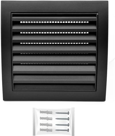 Ventilatierooster 190 x 190 mm Antraciet met Insectbescherming – Vierkant Afzuigkap Luchttoevoersysteem Element
