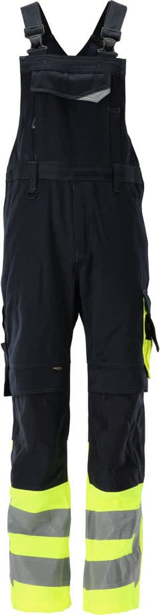 Mascot Safe Supreme Amerikaanse overall met kniezakken 15669-860 - donkermarine/hi-vis geel - C46 - 76
