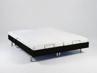 Vente-unique Bed met elektrische lattenbodem hout zwart 2 x