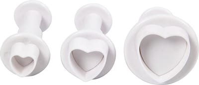 Uitsteekvormen met stempel, hart, d 2+2,3+3 cm, wit, 3 stuk/ 1 doos