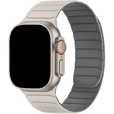 123watches bandje Vetra - siliconen - sterrenlicht grijs - 38 · 40 · 41 & 42 mm - Geschikt voor Apple Watch series 1/2/3/4/5/6/7/8/9/10/11/12/SE/SE2/SE3