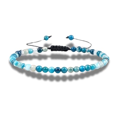 Armband - natuursteen - blue striped agaat - 4 mm - 16 tot circa 21 cm - in lengte verstelbaar