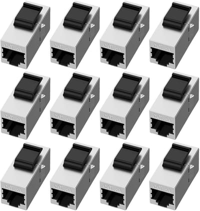 Dailygoods - Dailygoody - RJ45 Coupler CAT6a - 12 Stuks - 10 Gbit/s Snelheid - Geschermde Keystone Module - Netwerkaccessoires - Betrouwbare verbinding - Ideaal vo