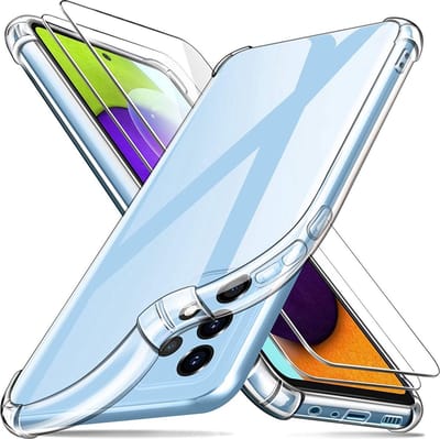 Anti-Shock silicone hoesje met 2 Pack Tempered glas Screen Protector Geschikt voor: Samsung Galaxy A52 4G / 5G &A52S