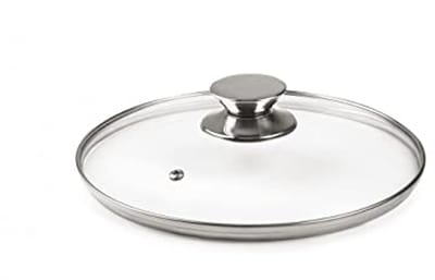 Glazen deksel met roestvrijstalen knop - 28 cm