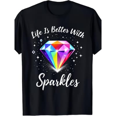 Het Leven Is Beter Met Glitters Diamant Schilderen T-shirt - Sprankelend Edelsteen Grafisch T-shirt, Zacht Ademend Shirt voor Dames & Heren, Dagelijkse & Feestkleding XL black