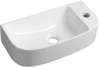Sapho - Fontein 44x22 cm, zonder overloop, gat voor kraan rechts, wit AG440