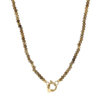 Bijoutheek Collier Glas Kralen Army Green