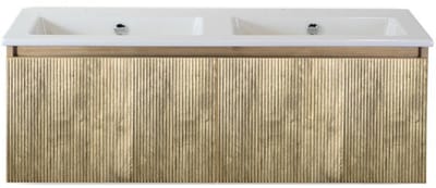 Frozen 3D Badmeubelset 120 cm - Greeplijst in Kleur - French Oak - Keramische Wastafel Wit Zonder Kraangat