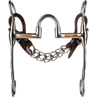 Mors western snaffle voor paard met koperen beugels en middelgrote gegraveerde verbindingen. Metalab BF
