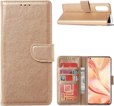 LuxeBass Hoesje geschikt voor Oppo Find X2 Neo - Bookcase Goud - portemonee hoesje - telefoonhoes - gsm hoes - telefoonhoesjes
