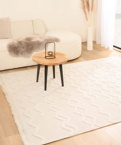 Japandi vloerkleed - Knit Aura wit 80x150