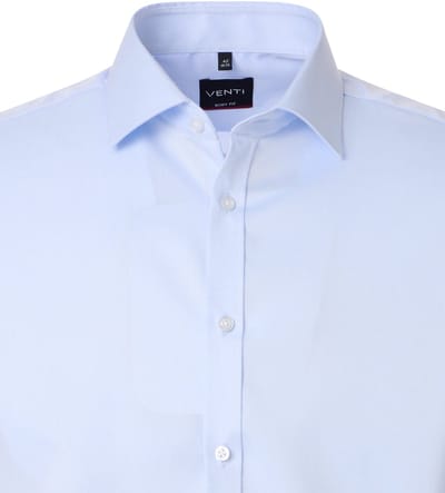 VENTI body fit overhemd - twill - donkerblauw - Strijkvrij - Boordmaat: 39