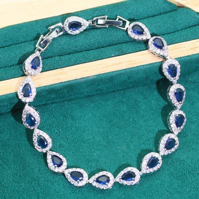 Europese en N Seiko Licht Luxe Kleur Sieraden Nieuwe Armband Waterdruppel Micro Inleg Zirkoon Luxe Armband Zirkoon Sieraden blue