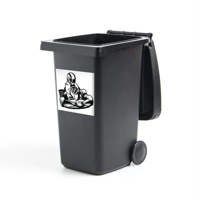 Container sticker Karting illustratie - Een illustratie van een karter op een witte achtergrond Klikosticker - 40x40 cm - kliko sticker - weerbestendige containersticker