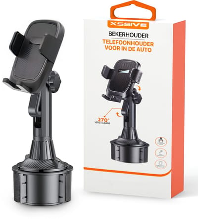 Xssive Telefoonhouders Auto Klem - Universele Telefoonhouder Bekerhouder Klem - Verstelbare Arm - 360 Graden Draaibaar - GSM Houder Auto