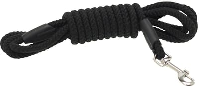 Sleeplijn touw van polypropyleen voor honden zwart diameter 8 mm lengte 3 m maat S