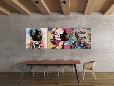 Drieluik Canvas Schilderij Retro Icons – Kleurrijke Pop Art Muurdecoratie - 3x30x30 cm