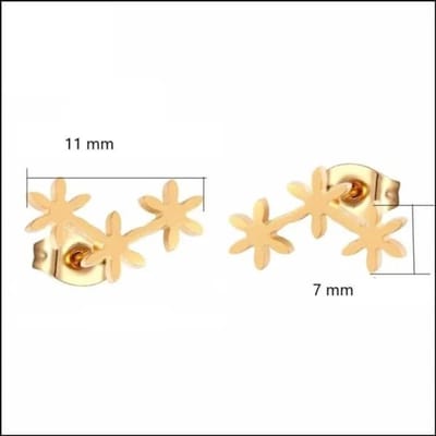 Aramat Jewels | Oorbellen | RVS Bloemen Oorbellen Diverse Kleuren - Bloem Oorstekers | Goudkleurig-7x11mm | |7mm | Staal | Kinderen, Volwassenen | Verkleurd niet