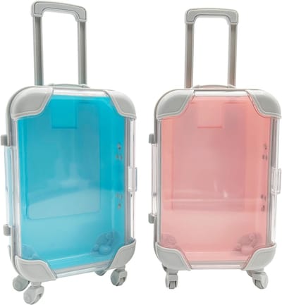 Compacte Reiskoffer Set van 2, Geldkoffer voor Reisgeschenken, Ideaal voor Kinderen en Volwassenen, Blauw/Roze, Perfect voor Geld en Spaarpotten
