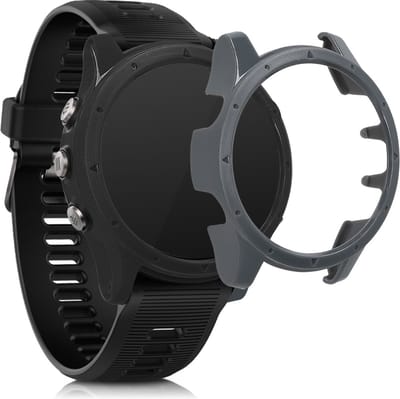 kwmobile 2x Etui geschikt voor Garmin Forerunner 935 / 945 - Fitnesstracker Etui Set Zwart Grijs - zonder Tracker