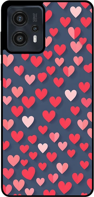 Smartphonica Telefoonhoesje Geschikt voor Motorola Moto G13 / G23 / G53 met Roze en Rode Hartjes Opdruk - TPU Backcover Case With Rosé and Red Heart Design geschikt voor Motorola Moto G13;Motorola Moto G23;Motorola Moto G53