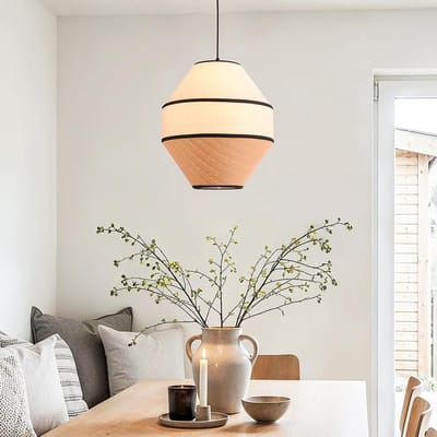 LumenXL Japandi hanglamp Seil - natuurlijke kap - textiel - gevlochten touw