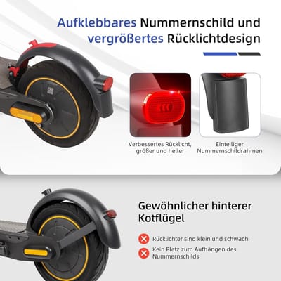 Cosensi - Achterspatbord voor elektrische step, metaal, robuust en duurzaam, grijs/rood, geschikt voor Segway Max G30 G30P G30LP G30D.