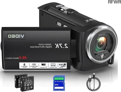 RFWR® QHD videocamera met digitale zoom en LED-lamp voor vloggen en YouTube