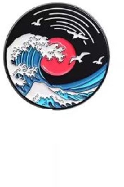 Pin Broche - enamel pin - kledingspeld - Kanagawa zwart