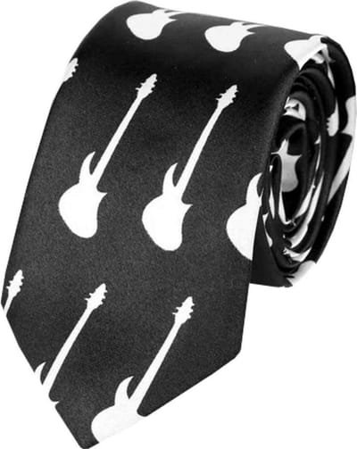 Fako Fashion - Skinny Stropdas - Smal - 5cm - Print - 145cm - Gitaren Zwart
