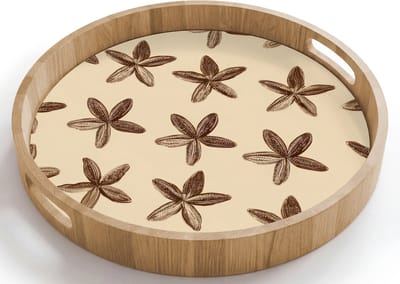 Dienblad rond 40x40 cm - Schootdienblad hout - Sterren - Bruin - Natuurlijk - Borrelplank rechthoek - Plateau houten dienbladen