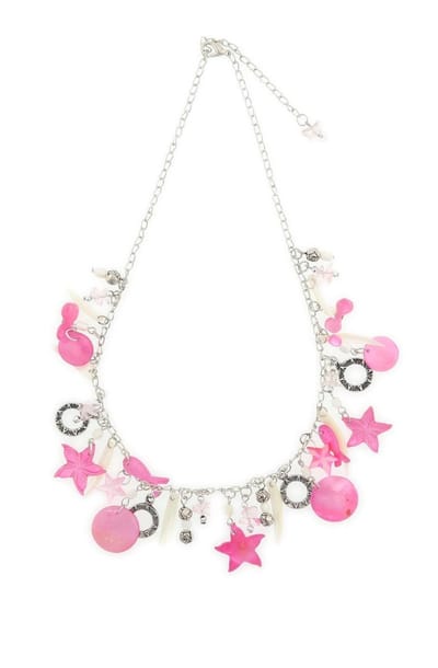 Behave - Ketting met roze schelpen en sterren hangers, nikkelvrij - Trendy modeaccessoire - 50 cm
