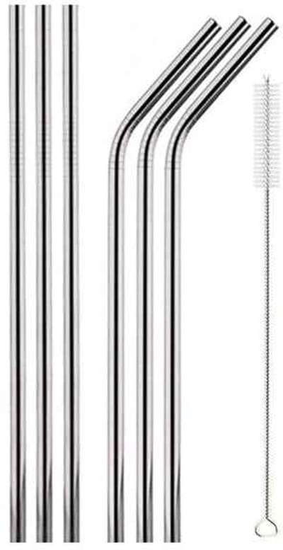 Gadgetpoint - Metalen/RVS Rietjes - Metal Straws - Cocktails - Drankjes - Milieuvriendelijk & Duurzaam - Set van 6 rietjes + schoonmaak borstel - Zilver