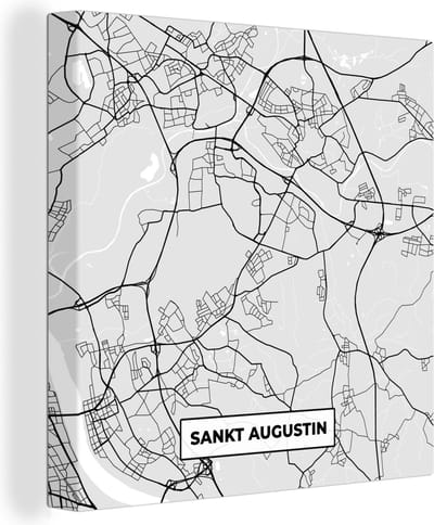Canvas Schilderij Duitsland - Stadskaart - Plattegrond - Sankt Augustin - Kaart - 20x20 cm - Wanddecoratie