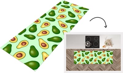 Keukenloper - Loper keuken - Avocado - Patronen - Groen - 150x50 cm - Keukenloper vinyl