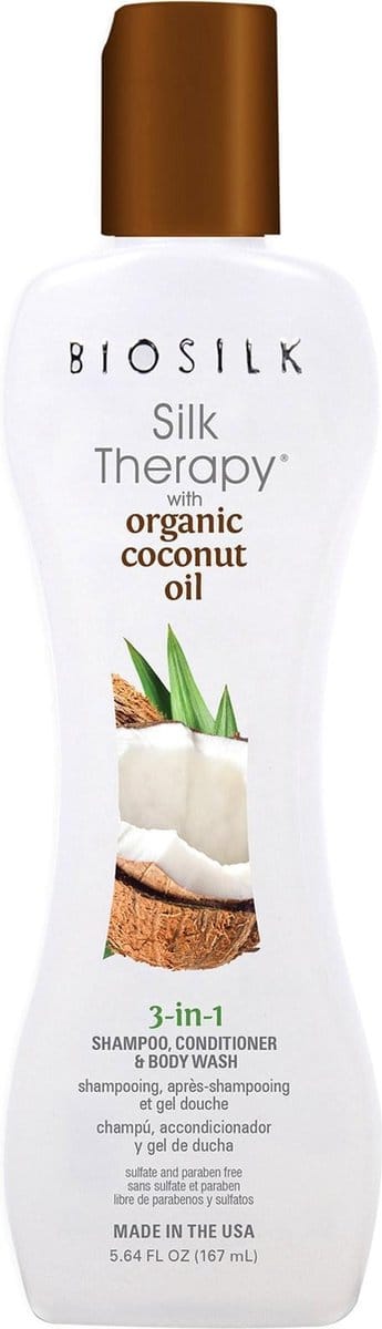 BioSilk Silk Therapy Organic Coconut Oil - 3-in-1 Shampoo, Conditioner & Bodywash - Gekleurd Haar