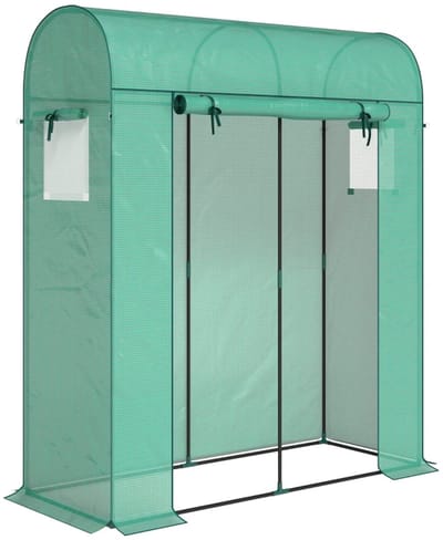 Kas met Roldeur en Gaasraam - Tuinkas - Gebogen Dak - Foliekas - Broeikas - Koude Bak - Kweekkas - Tomatenkas - Groentekas - Plantenkas - voor Groenten, Bloemen, Planten - 170 x 68 x 200 cm - Groen