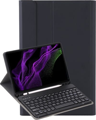 Hoes Geschikt voor Samsung Galaxy Tab S9 Ultra Hoes Toetsenbord Hoes Case Book Cover Hoesje - Hoesje Geschikt voor Samsung Tab S9 Ultra Keyboard Hoes - Zwart