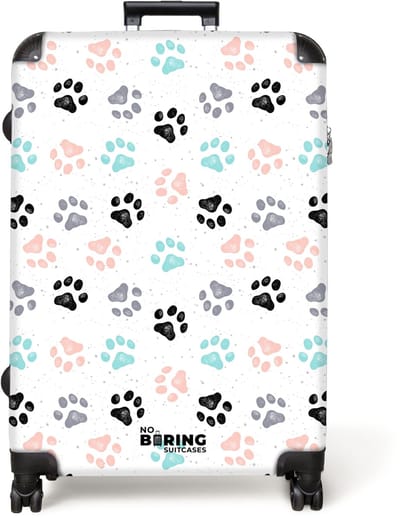 NoBoringSuitcases.com® - Koffer groot - Reiskoffer lichtgewicht - Honden poot patroon gekleurd - Rolkoffer met 4 wielen - Grote trolley XL - 98 liter bagage