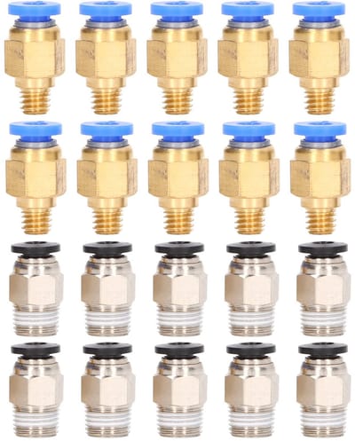 Dailygoods- Pneumatische Fittingen 20-delige Set - PC4-M6 / PC4-10 - Betrouwbare Verbinding - Geschikt voor Ender/CR-10 - Duurzaam Messing/Roestvrij Staal - Eenvoudige Installatie
