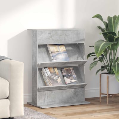 vidaXL - Tijdschriftenrek - Beton - Grijs - 70 - x - 41 - x - 96 - cm - Bewerkt - hout