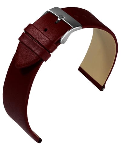 EULIT horlogeband - leer - 14 mm - bordeaux - metalen gesp