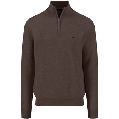 Fynch-Hatton Trui Troyer Zip Fine Allover Texture Earth / male