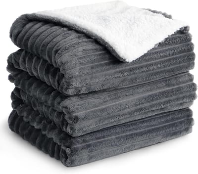 Extra Grote Pluizige Knuffeldeken - Warm Grijs Sherpa Fleece Kleed