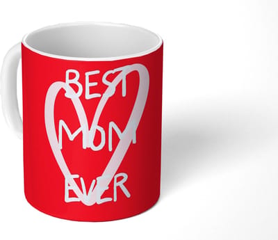 Mok - Koffiemok - Moeder - Quote - Hartje - Rood - Mokken - 350 ML - Beker - Koffiemokken - Theemok - Mok met Tekst