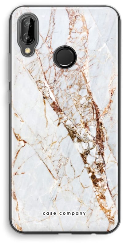 Case Company® - Hoesje geschikt voor Huawei P20 Lite hoesje - Goud marmer - Soft Cover Telefoonhoesje - Bescherming aan alle Kanten en Schermrand