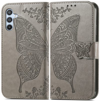 Coverup Hoesje - Geschikt voor Samsung Galaxy A56 Hoesje - Coverup Vlinder Book Case - Taupe Grijs