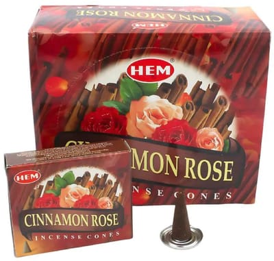 HEM - cinnamon rose - wierook - kaneel - roos - rozen - wierookkegels - doos 12 stuks
